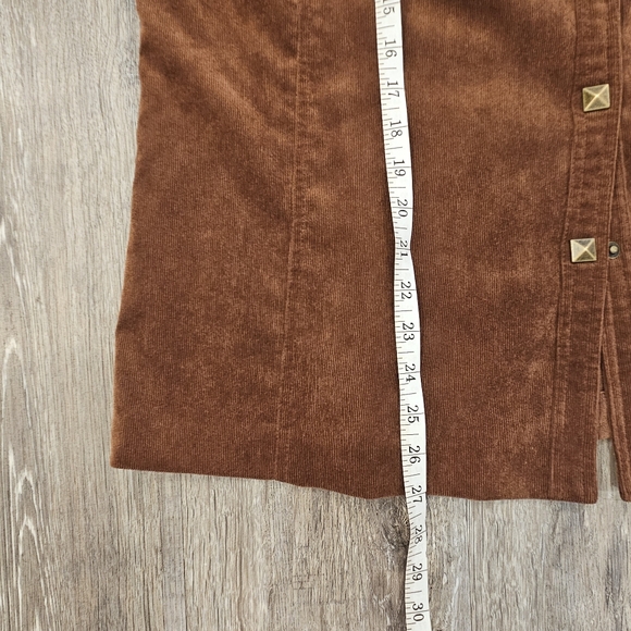 TANJAY Western Brown Corduroy Snap Button Shirt with Detail size L - Picture 10 of 13